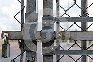 Padlocked closed industrial gate