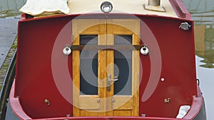 Padlocked door on a houseboat