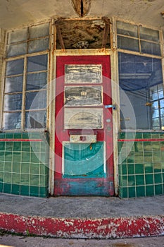 Padlocked Entryway to Abandoned Gas Station