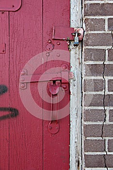 Padlocked red door