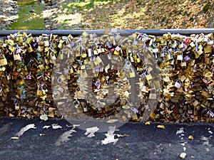 Padlocks on the bridge of love where young and in love couples swear and