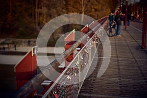 Padlocks on a bridge in Munich