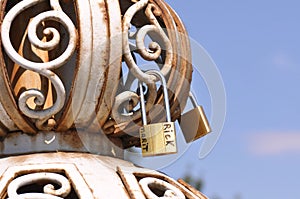 Padlocks with love lock