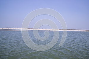 Padma River Bluewater and sand island with blue sky beautiful landscape view