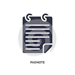 padnote icon on white background. Simple element illustration from user interface concept