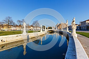 Padova Padua Prato Della Valle square with statues travel traveling holidays vacation town in Italy