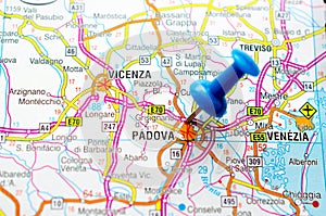 Padova Vicenza and Venice on map photo