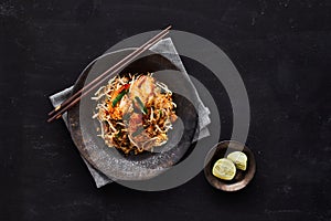 Padthai noodles with shrimps. photo