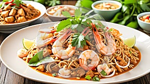 padthai Noodles with shrimps and vegetables photo