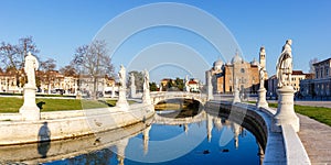 Padua Padova Prato Della Valle square with statues travel traveling holidays vacation town panorama in Italy