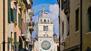 Padua - Street view on the astronomical clock tower on Piazza dei Signori in Padua, Veneto, Italy