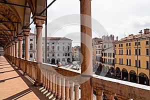 Padua -  View on Piazza delle Erbe from the loggia of Palazzo della Ragione in Padua, Veneto, Italy