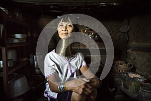 Paduang woman in her kitchen