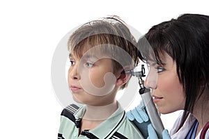 Paediatrician checking ears