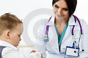 Paediatrics communicating with patient