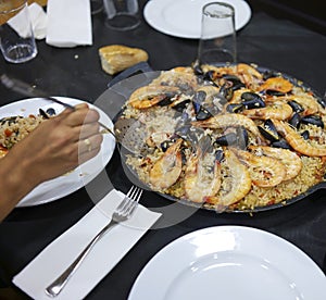 Paella, one of the the most typical recipe of Spain