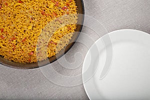 Paella pan vs white dish