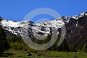 Panorama delle Alpi, Montagne Innevate con Ghiacciai photo