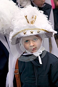 Paesant on Shrove Tuesday at Binche Carnival, Belgium