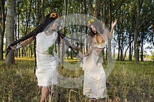 Pagan Girls in the forest dancing