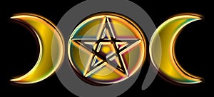 Pagan Moon Phases - Gold Rainbow )O(