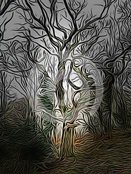 Pagan tree , Illustration art Greenman