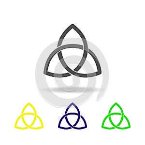 Paganism Triquetra sign multicolored icon. Detailed Paganism Triquetra icon can be used for web, logo, mobile app, UI, UX