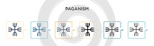 Paganism vector icon in 6 different modern styles. Black, two colored paganism icons designed in filled, outline, line and stroke