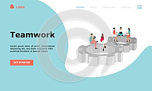 Business Teamwork Vector Illustration Concept , Suitable for web landing page, ui,  mobile app, editorial design, flyer, banner, a