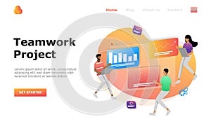 Teamwork Project Vector Illustration Concept , Suitable for web landing page, ui,  mobile app, editorial design, flyer, banner, an