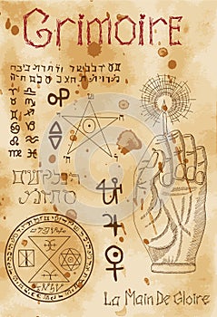 Page from black magic book Grimoire