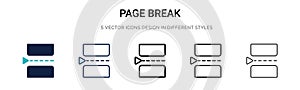 Page break icon in filled, thin line, outline and stroke style. Vector illustration of two colored and black page break vector