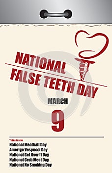 Page calendar False Teeth Day