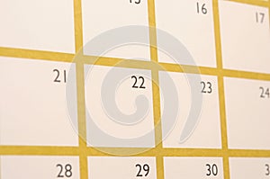 Page of calendar