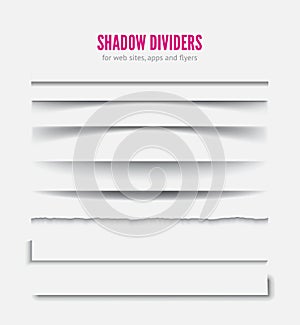 Page divider. Transparent realistic paper shadow effect