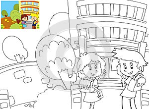 The page with exercises for kids - coloring book - illustration for the children