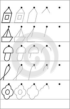 Page with exercises for young children in line.