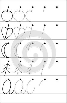 Page with exercises for young children in line.