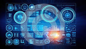 Page of futuristic digital interface elements