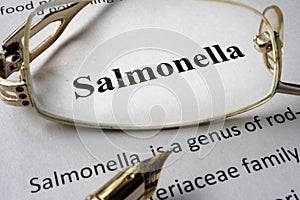 Page of hospital form with diagnosis Salmonella