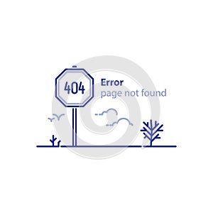 Page not found, 404 error, web page banner, search result concept