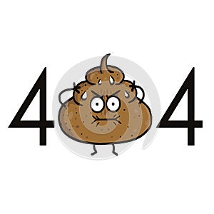 Page Not Found Error 404. Poop Cartoon for Website Projects