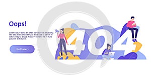 404 page not found error concept. Website under construction. Link to a non-existent page. Landing page template. Isolated modern