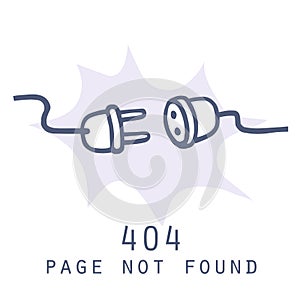 404 Page Not Found Error. Internet Connection Page Template. Doodle Vector Illustration