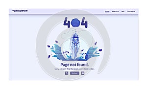 Page not found 404 error message for website vector illustration. Warning alert, network connection problem, internet