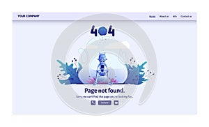 Page not found 404 error message for website vector illustration. Warning alert, network connection problem, internet