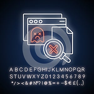 Page not found neon light icon