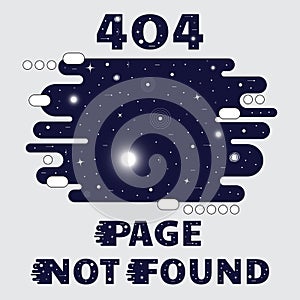 404 Page not found Space theme, with sun, star, galaxy and satellite. Concept Internet webpage vector illustration of 404 Page not