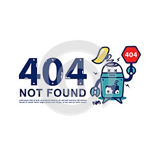 404 page not found vector with retro broken robot illustration for unavailable page website design photo