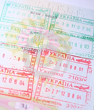 Page of Passport with immigration stamps